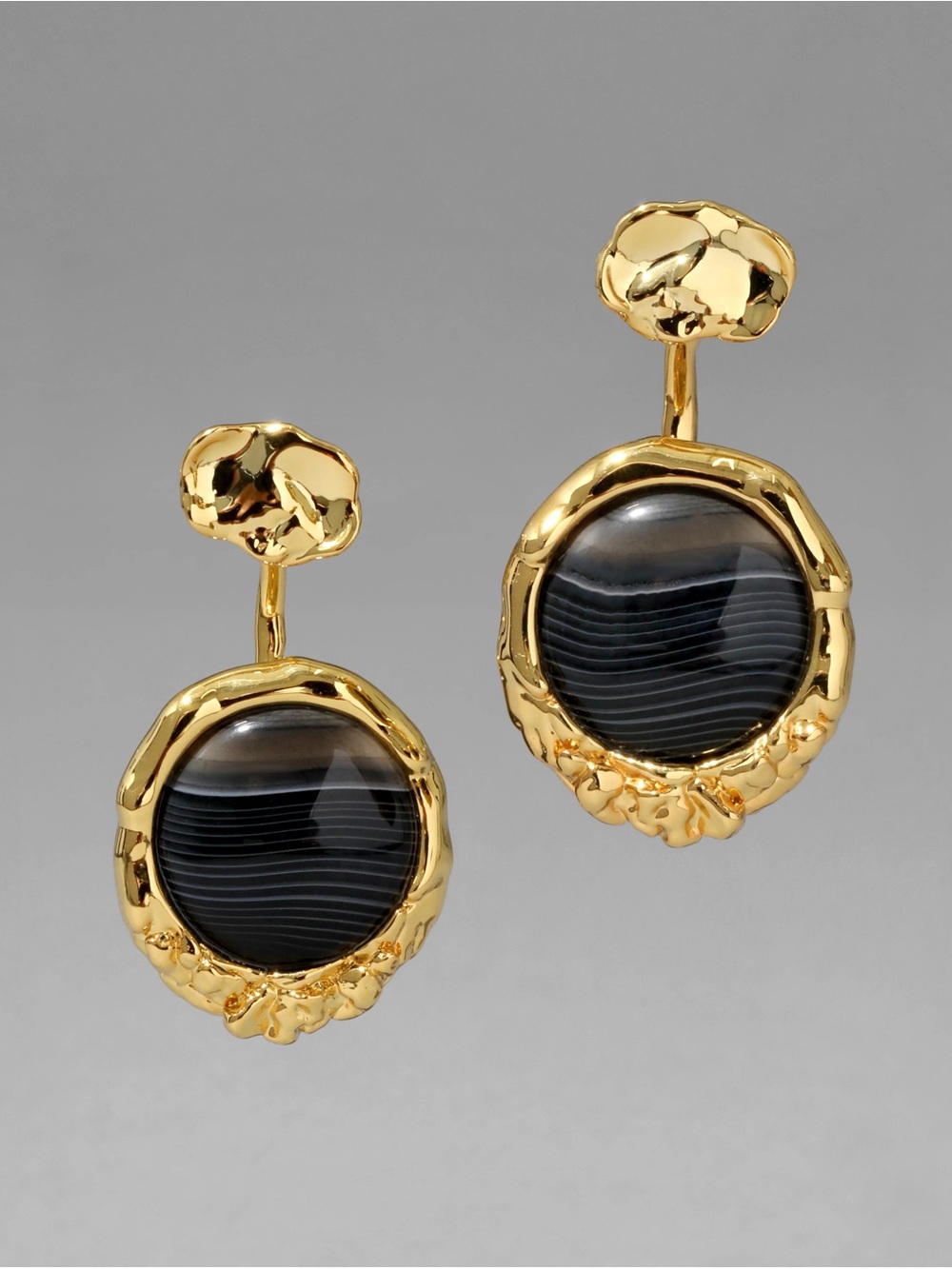 Alexis Bittar Brut Banded Agate Coin Earrings